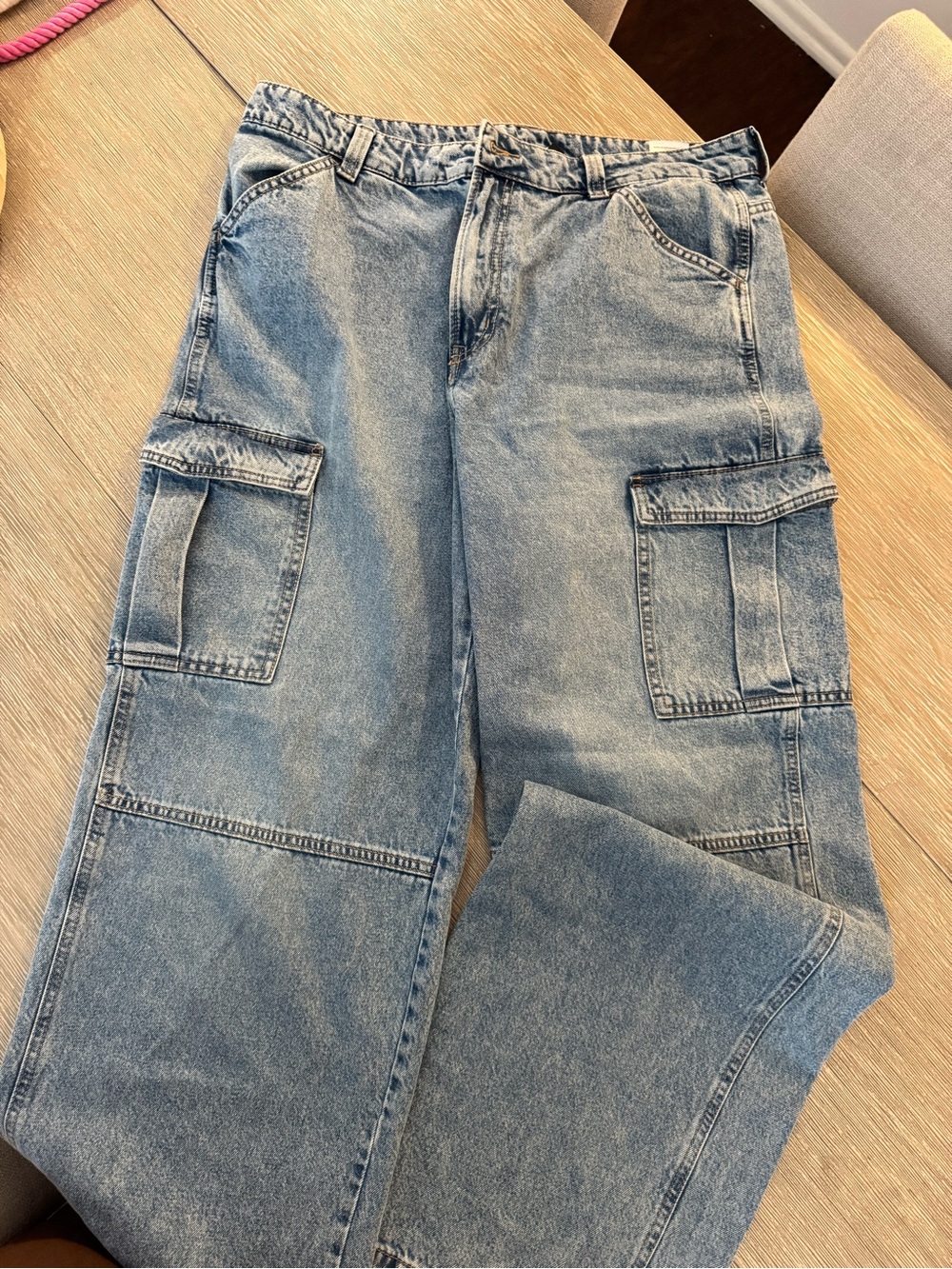 H&M Light Blue Denim Cargo Jeans - Picture 2 of 6